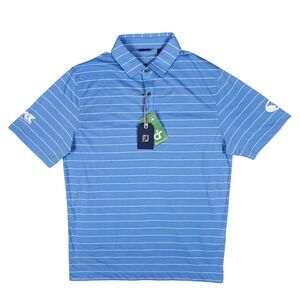 FootJoy (Mens Medium) Blue DriRelease Open Stripe Jersey Shirt Golf Polo BYU